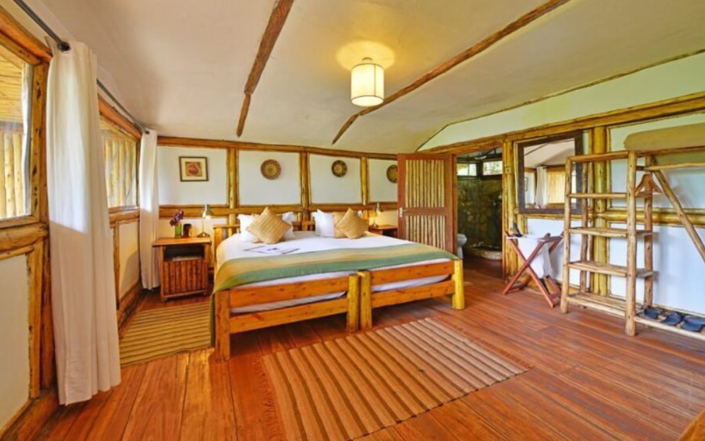 A single room at Buhoma Lodge